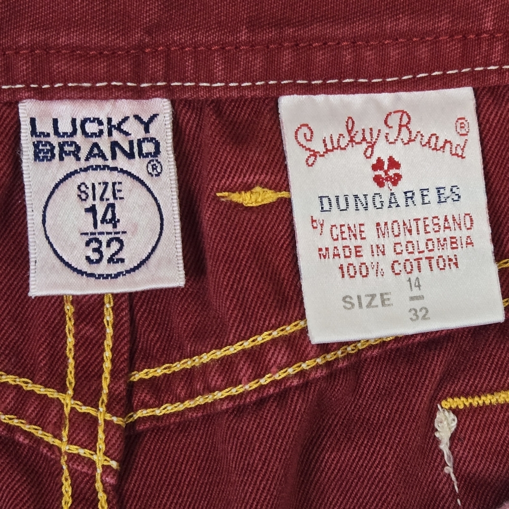 Lucky Brand Y2K Red Denim Skirt Size 14 Side Slit - Picture 2 of 12